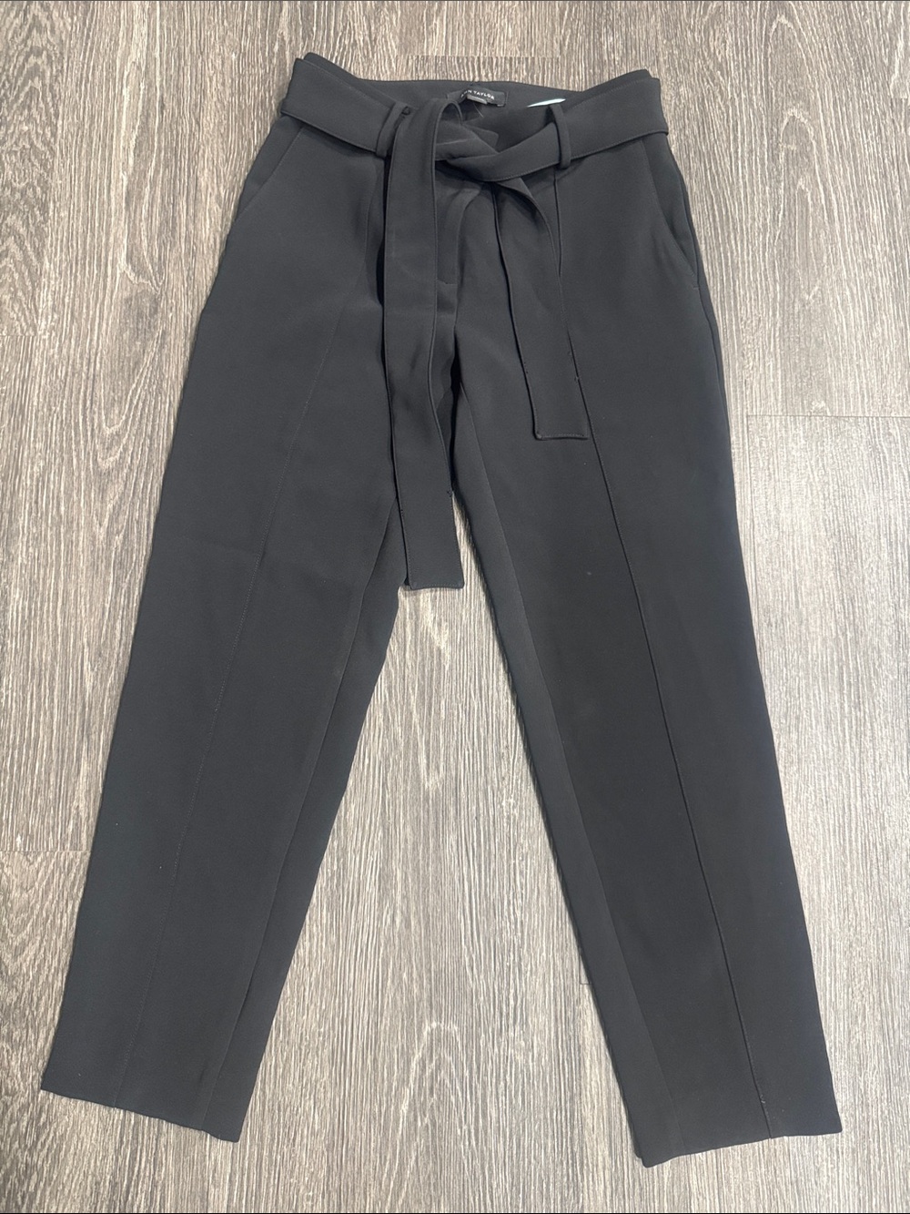 NWT Ann Taylor High-Waist Tie-Belt Pants 00P Black